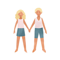 Beautiful Gemini horoscope zodiac sign. Stock illustration.
