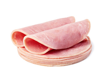 pork ham slices on white background