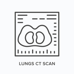 CT scaning line icon. Vector outline illustration of cat scan. Pulmonary disease diagnostic sign, pneumonia treatment pictogram