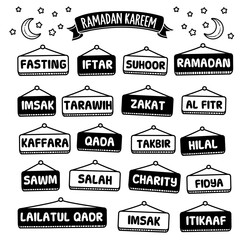 Hand-drawn Vector Collection: Ramadan Kareem Word Terms