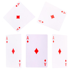 Playing cards for poker game on white background with clipping path.