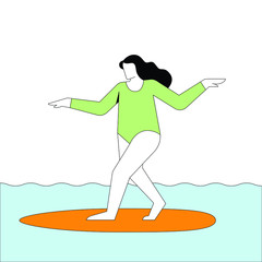 surfing illustration simple minimalist vector