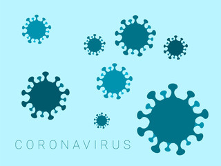 Simple modern vector of coronavirus cells on blue backgound.