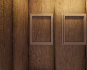 small room 3d render design with wooden wall and warm light