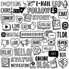 Hand-drawn Vector Collection: Social Media Word Terms