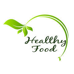 Healthy Food Lettering in Round Frame vector