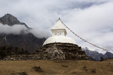 Buddhist stupa in the Himalayas. Nepal, Sagarmatha national park.