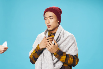 handsome young man with thumb up