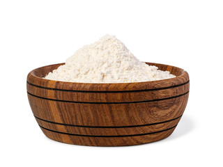 bowl of flour on white background