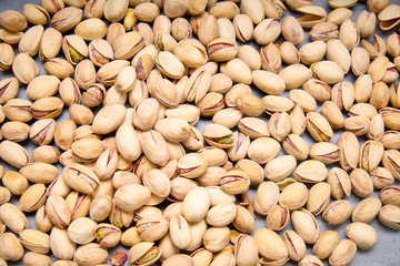 Pistachios background. The view of the top.