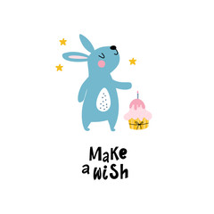 Birthday card for kids with rabbit