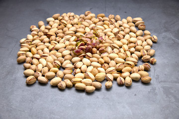 Pistachios background. The view of the top.