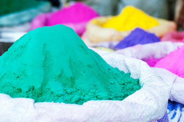 Colorful holi powder for sale at market
