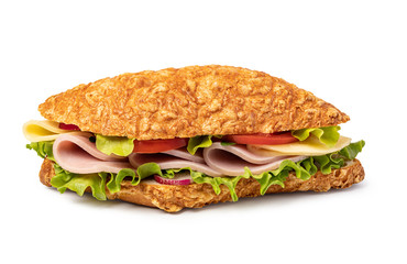sandwich with ham on white background