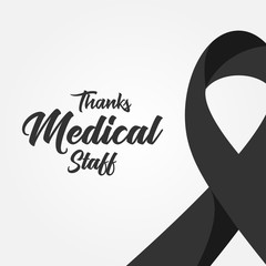 Black Awareness Ribbon For Nurses, Doctor, And Medical Staff Fight Corona Virus