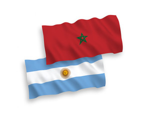 Flags of Morocco and Argentina on a white background