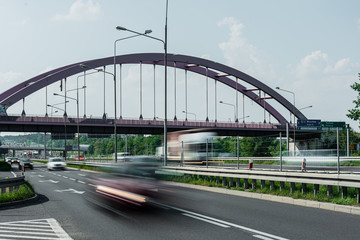 Fototapeta na wymiar Ruch drogowy- Autostrada A4 - Katowice