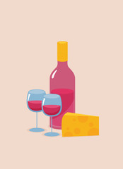 Colored flat design vector illustration wine