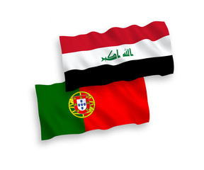 Flags of Portugal and Iraq on a white background