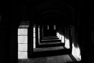 street stone city road on a black background in the twilight of the night