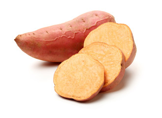 sweet potatoes on the white background