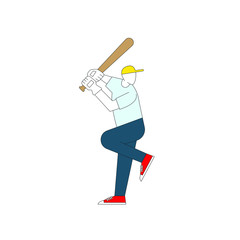 person playing baseball simple minimalist flat vector illustration