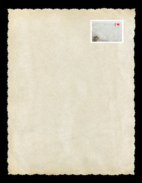 vintage texture of old paper with postage stamp