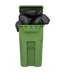 Green Trash Can Isolated