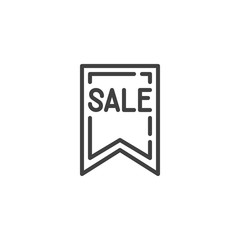 Sale flag line icon. linear style sign for mobile concept and web design. Discount sale price tag outline vector icon. Symbol, logo illustration. Vector graphics