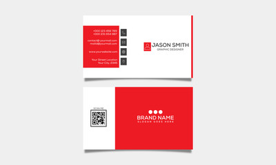 Modern Stylish Red & Black Double Sided Business Card Design Template