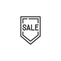 Obraz premium Sale price sticker line icon. linear style sign for mobile concept and web design. Sale tag outline vector icon. Symbol, logo illustration. Vector graphics
