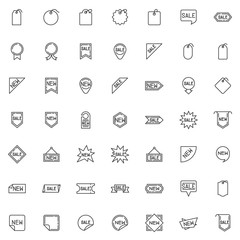 Price tags line icons set. linear style symbols collection, outline signs pack. Discount labels vector graphics. Set includes icons as sale badge, advertising campaign, new connection offer sticker