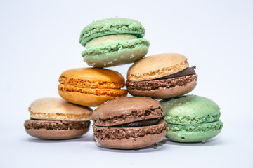 colorful macaroons isolated on white