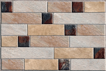 Stone blocks decorative mosaic shape shameless Pattern in wall background.