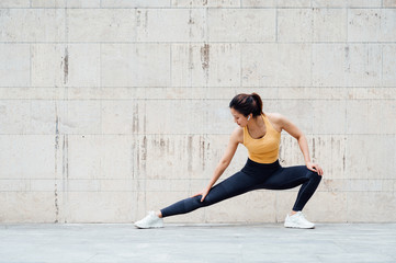 young asian beauty woman doing exercise outdoors