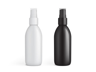 white and black plastic spray bottle isolated on white background 