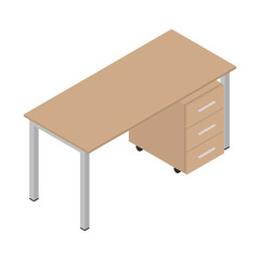 Working table, isometric design. 3D render. Vector illustration.