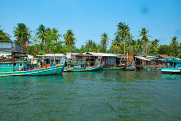 Fototapeta na wymiar Fishing Village at Phu Quoc, Vietnam, Southeast Asia
