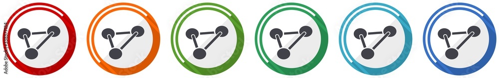 Poster Chemistry icon set, flat design vector illustration in 6 colors options for webdesign and mobile applications