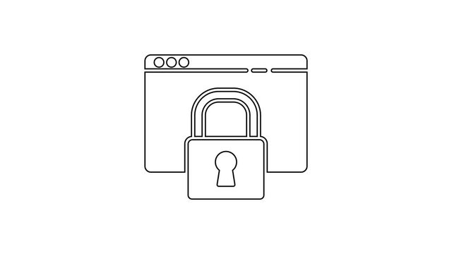 Black line Secure your site with HTTPS, SSL icon isolated on white background. Internet communication protocol. 4K Video motion graphic animation