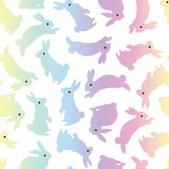 Obraz premium Rainbow Spring Rabbits Vector Seamless Pattern