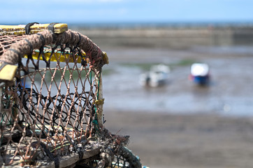 Lobster creels at the small fishing village of Staithes