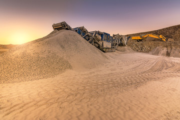 Machinery in a quarry for stone processing