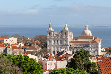Fototapeta na wymiar Beautiful view of Monastery of St. Vincent Outside the Walls (Igreja de São Vicente de Fora) Lisbon, Portugal