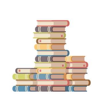 Stack of books. Vector illustration on isolated white background.