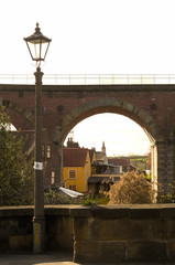 Railway arches and lamp post