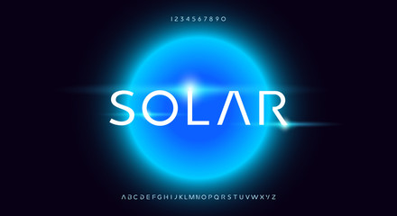 Solar, an abstract technology science fiction alphabet font. digital space typography vector illustration design