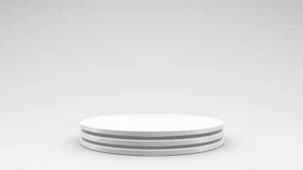 3D illustration white discs on a white background.