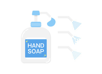 Illustration of hand soap. Hand soap bottle body. アイコン：ハンドソープ ボトル 石鹸 本体 セット