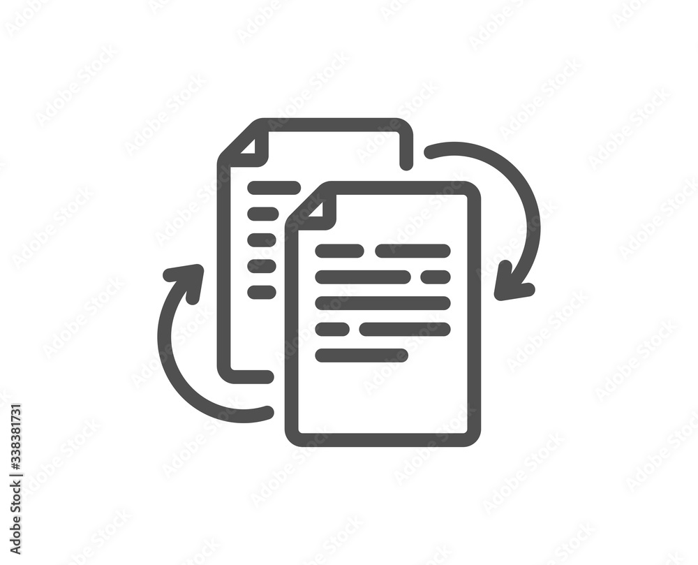 Poster documents workflow line icon. doc file page sign. bureaucracy symbol. quality design element. editab
